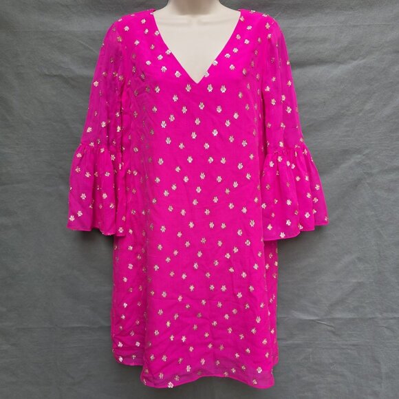 Lilly Pulitzer 29915 Caroline Tunic Dress Starry Chiffon Pinata Pink Size 4 - Picture 1 of 5